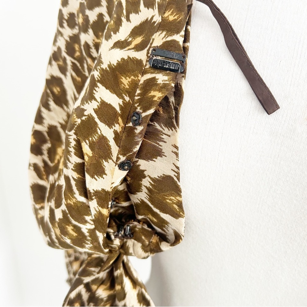 Vintage Yves Saint Laurent YSL Silk Leopard Shawl Cropped Blouse Size 38 - Picture 6 of 7